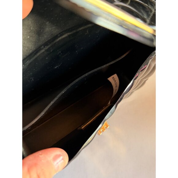 Black Quilted Jelly Chain Crossbody Bag With Gold-Tone Turn Lock & Strap - Picture 5 of 9